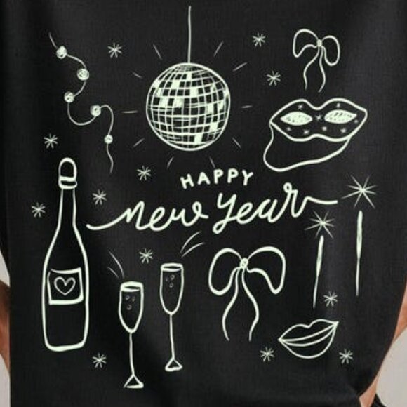 Happy New Year Shirt, Doodle Disco Ball Party Tee - Picture 2 of 4